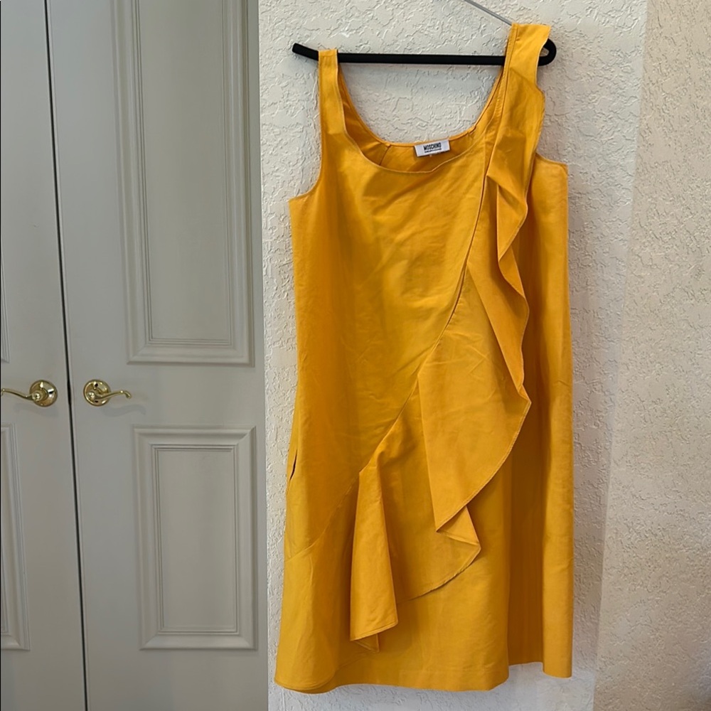 Moschino Yellow Asymmetrical Ruffled Sundress